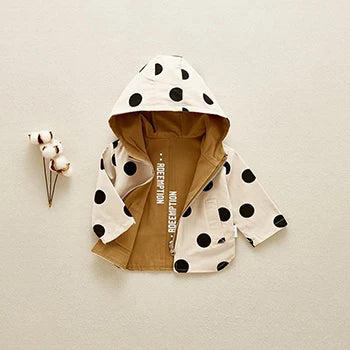 Girls Jacket Spring Autumn Dots Double Sided