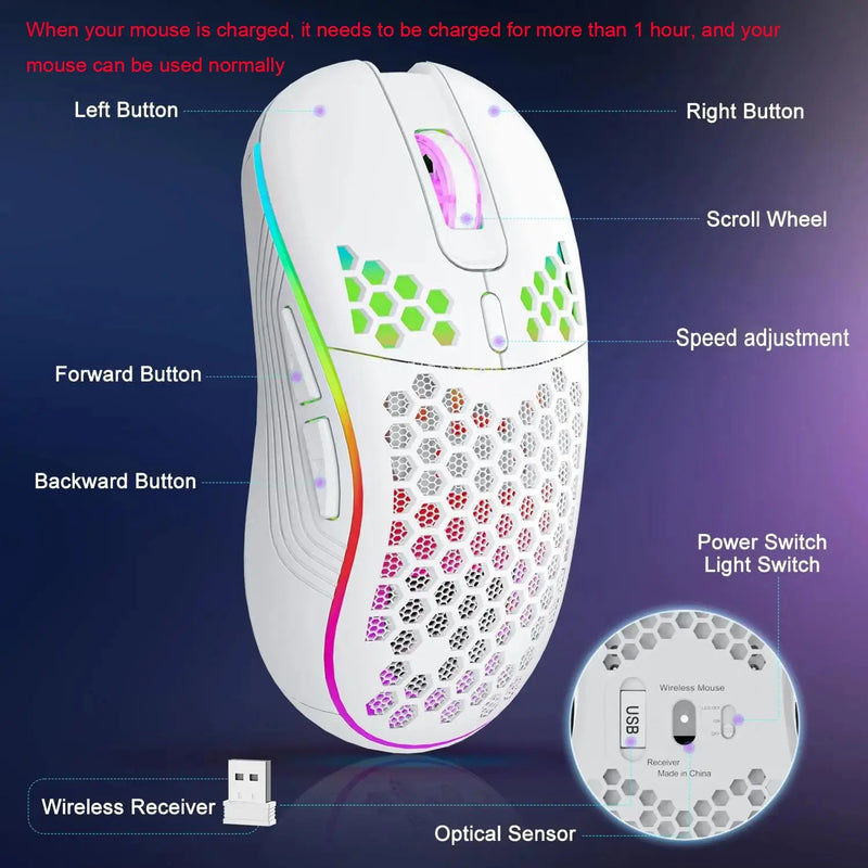 Wireless RGB Lighting Charging Mouse