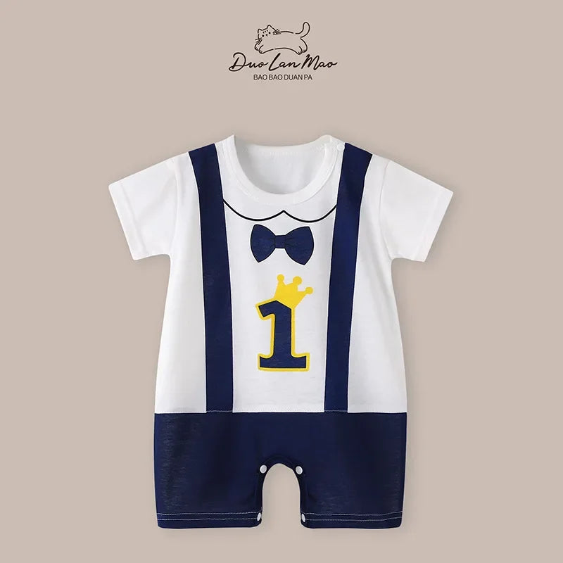 Baby Boys Summer Thin Cartoon Rompers