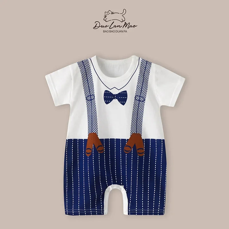 Baby Boys Summer Thin Cartoon Rompers