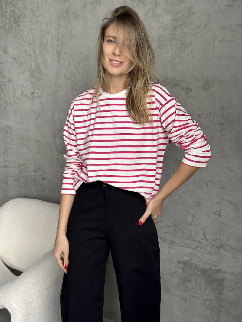Wolfeel Summer Long Sleeve Striped T-Shirt