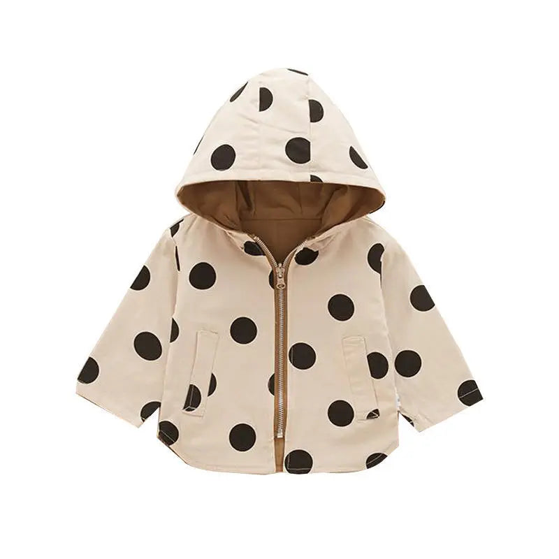 Girls Jacket Spring Autumn Dots Double Sided