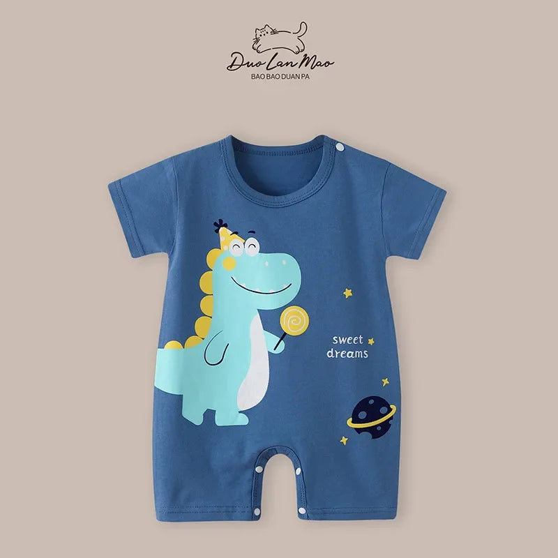 Baby Boys Summer Thin Cartoon Rompers