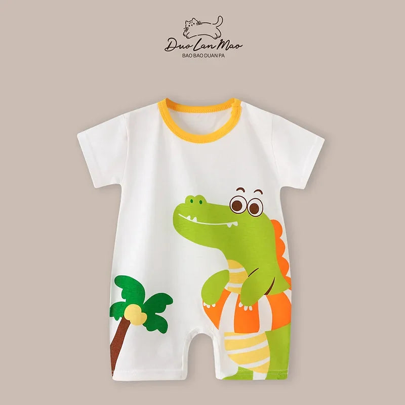 Baby Boys Summer Thin Cartoon Rompers