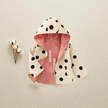 Girls Jacket Spring Autumn Dots Double Sided