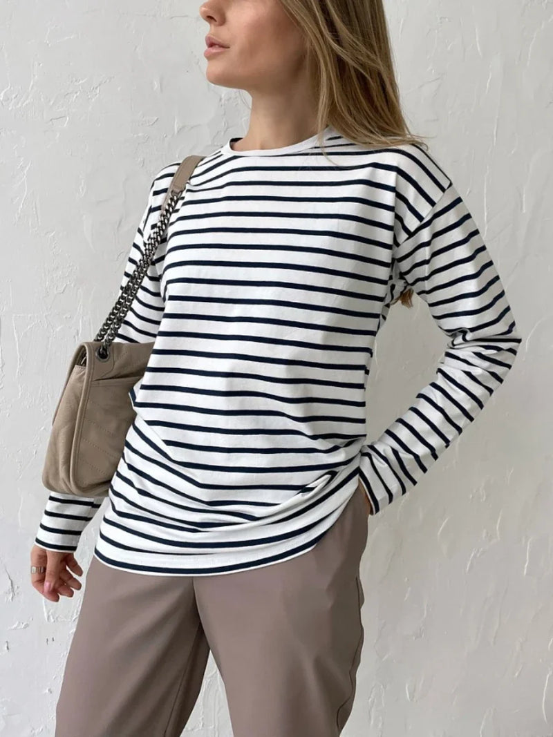 Wolfeel Summer Long Sleeve Striped T-Shirt