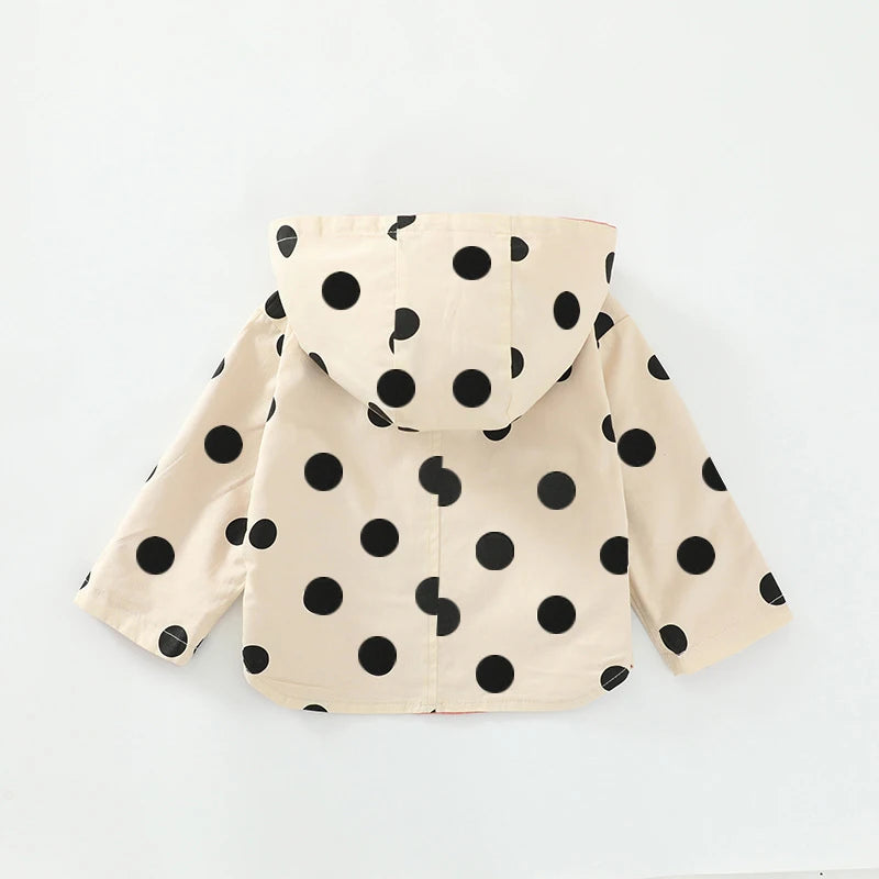 Girls Jacket Spring Autumn Dots Double Sided