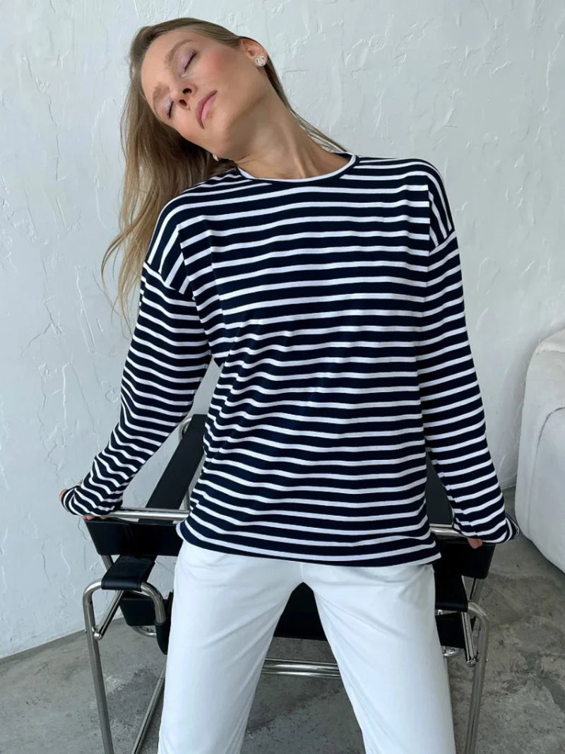Wolfeel Summer Long Sleeve Striped T-Shirt