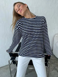 Wolfeel Summer Long Sleeve Striped T-Shirt