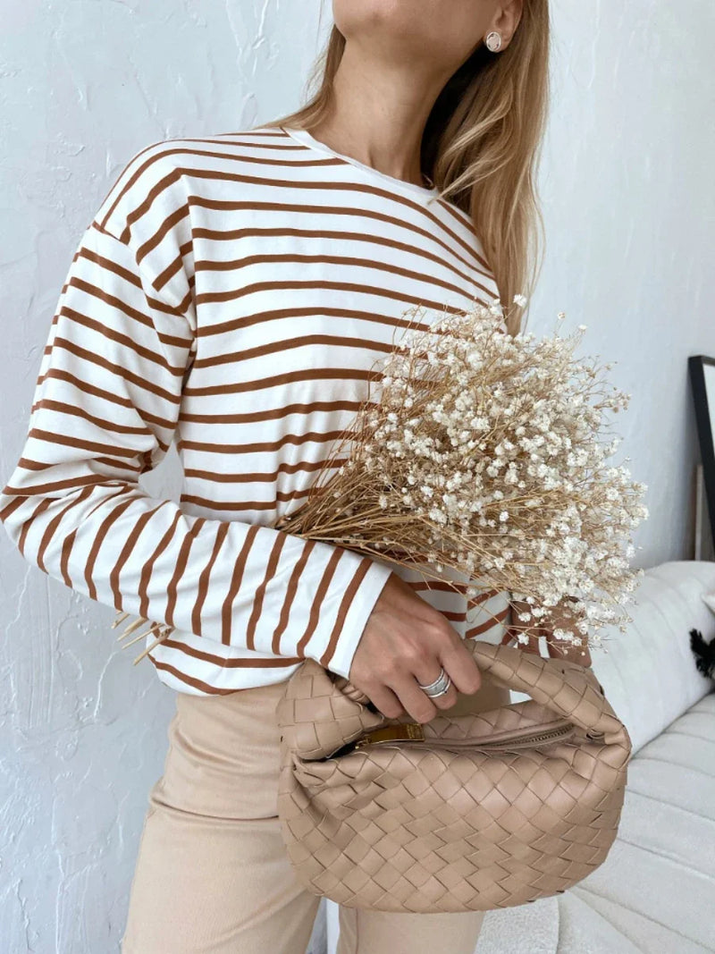 Wolfeel Summer Long Sleeve Striped T-Shirt